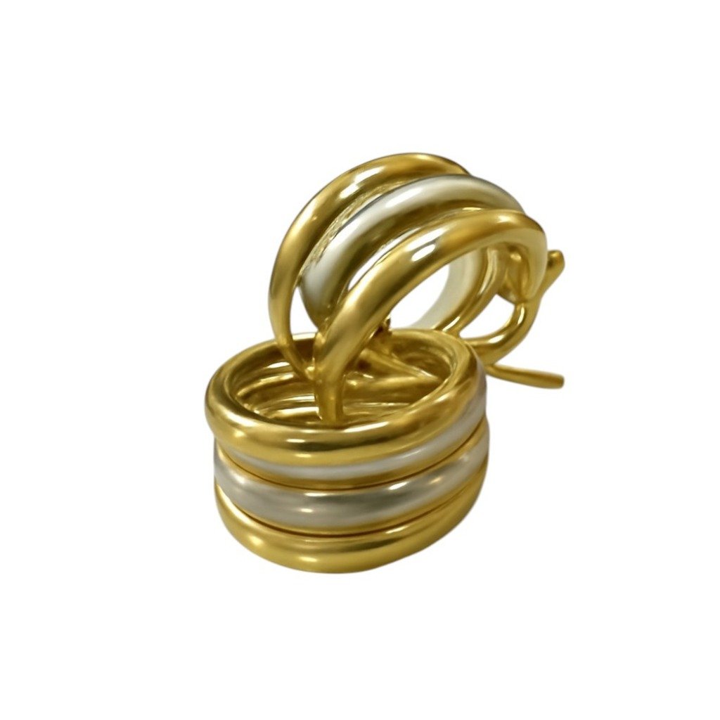 Gold and Silver Triple Hoop Earrings